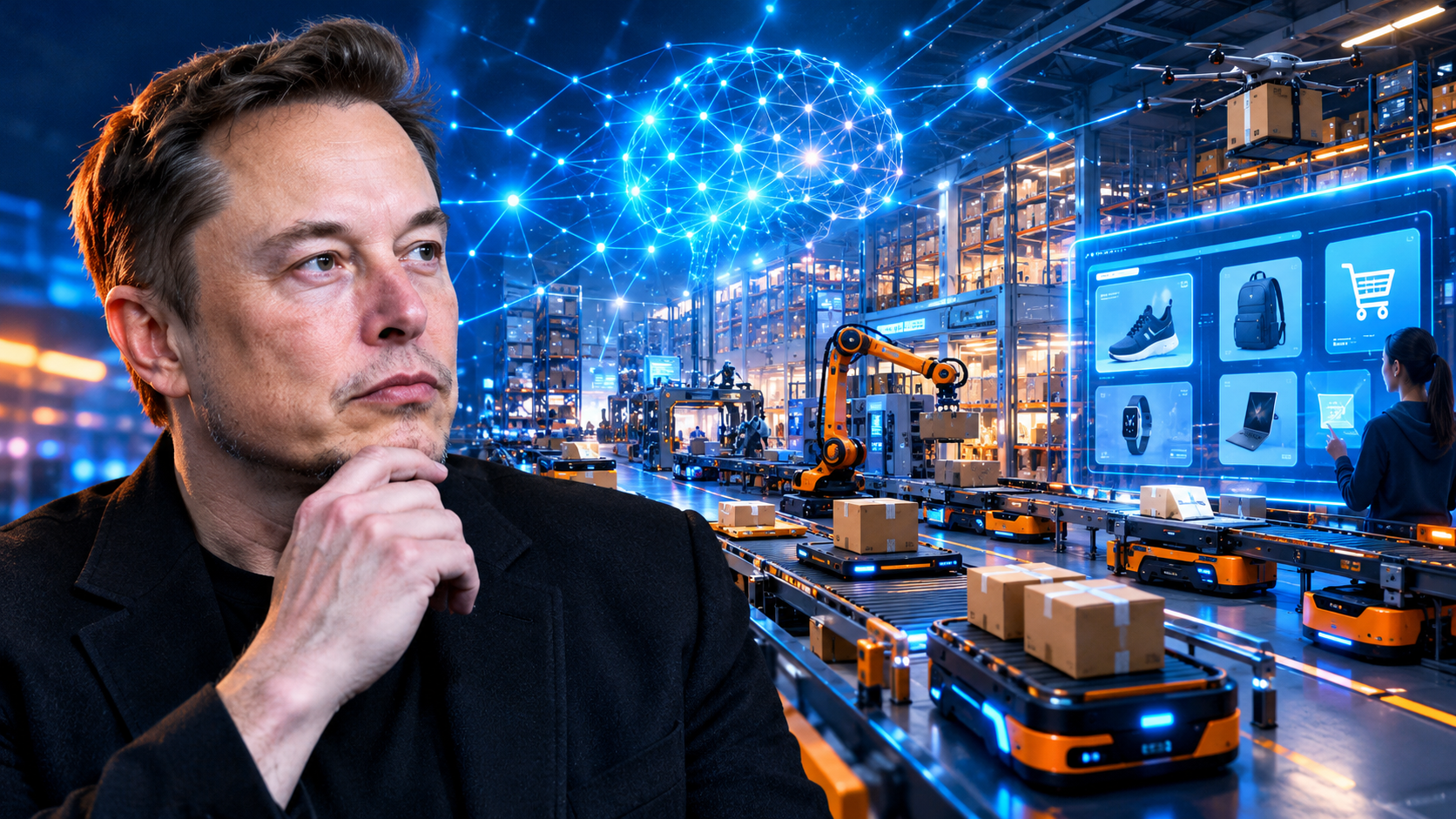 Elon Musk discussing a potential Amazon competitor as AI reshapes the future of online shopping